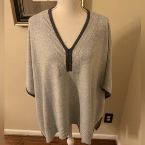 Chico’s poncho. Grey w/ dark grey shimmer trim. Great used condition. Sz L/XL